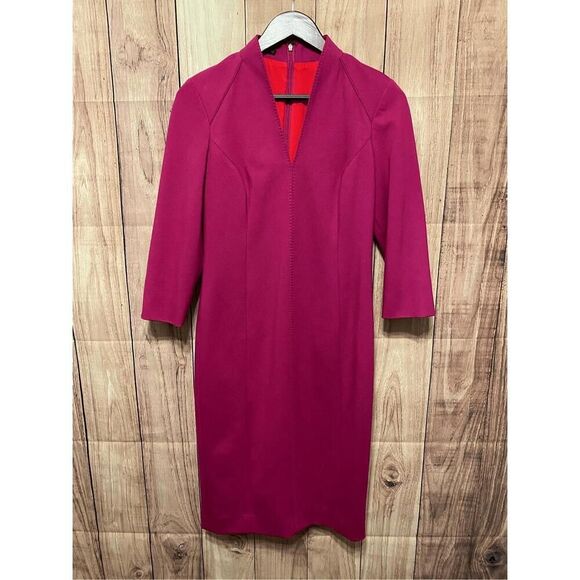 Carlisle Collection size 2 Fuchsia V-Neck Sheath Dress - Picture 1 of 9